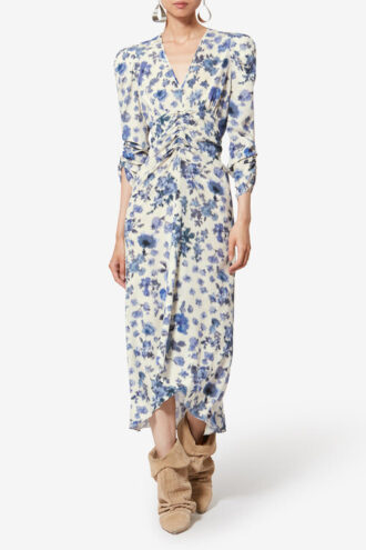 Albini Langes bedrucktes Stretch-Seidenkleid