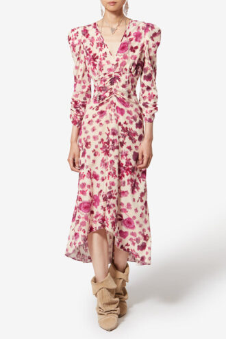 Albini Langes bedrucktes Stretch-Seidenkleid