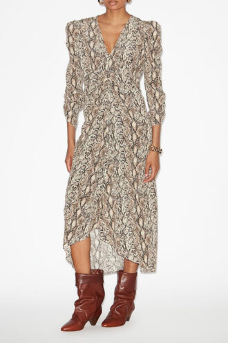Albini Midi-Kleid aus Seidenmischung mit Raffungen