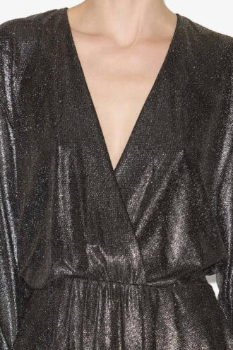 Alexane Kurzes drapiertes Metallic-Kleid