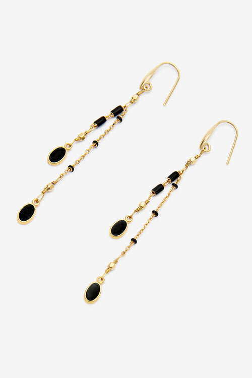 Anhänger-Ohrringe aus goldfarbenem Messing Anhänger-Ohrringe aus goldfarbenem Messing