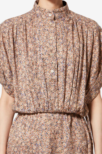 Ansley Langes Kleid aus floralem Seidenjacquard