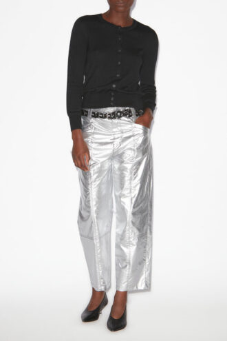Aude Hose aus beschichteter Baumwolle mit Silberfinish