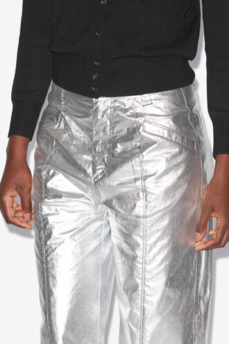 Aude Hose aus beschichteter Baumwolle mit Silberfinish