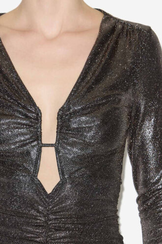 Buffy Drapiertes Metallic-Oberteil