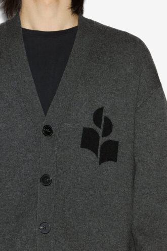 Curtis Strickjacke aus Wolle und Baumwolle mit Logo