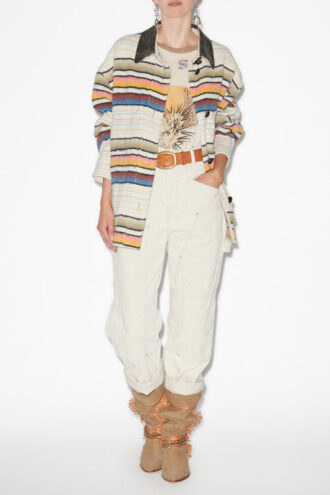 Dayvi Gestreifter Overshirt-Mantel aus Wolle