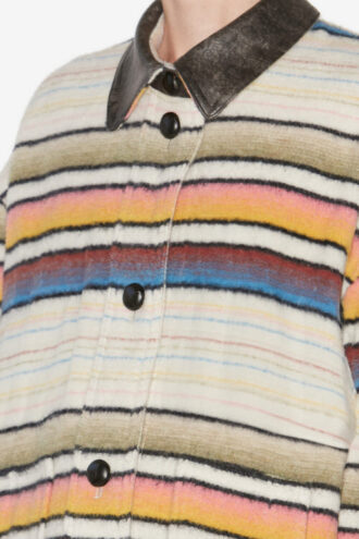 Dayvi Gestreifter Overshirt-Mantel aus Wolle