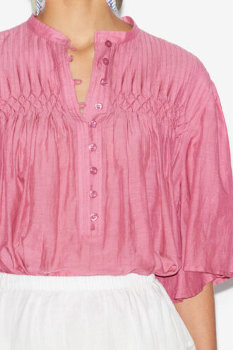 Destiny Smokbluse aus einfarbigem Baumwollvoile