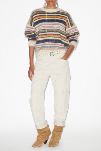 Drussell Gestreifter Pullover aus gebürstetem Mohair