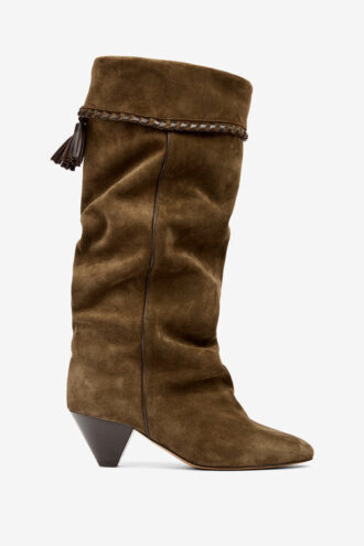 Elita Drapierte Wildleder-Stiefel aus Kalbsleder