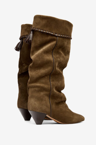 Elita Drapierte Wildleder-Stiefel aus Kalbsleder