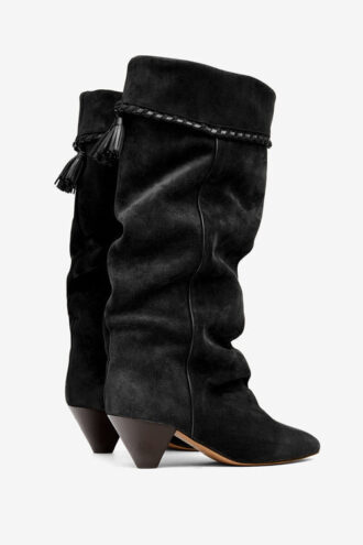 Elita Drapierte Wildleder-Stiefel aus Kalbsleder