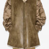 Evina Mantel aus Satin und Kunstleder