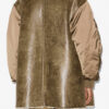 Evina Mantel aus Satin und Kunstleder
