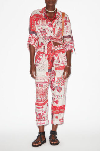 Fedora-Hose aus Baumwollvoile mit Bandana-Print