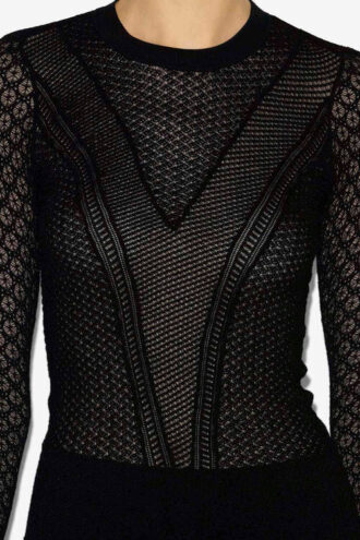 Feryelle Spitzen-Patchwork-Strickpullover