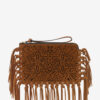 Flache Clutch-Tasche aus Leder mit Fransen Flache Clutch-Tasche aus Leder mit Fransen