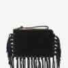 Flache Clutch-Tasche aus Leder mit Fransen Flache Clutch-Tasche aus Leder mit Fransen
