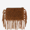 Flache Clutch-Tasche aus Leder mit Fransen Flache Clutch-Tasche aus Leder mit Fransen