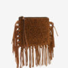 Flache Clutch-Tasche aus Leder mit Fransen Flache Clutch-Tasche aus Leder mit Fransen