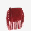 Flache Clutch-Tasche aus Leder mit Fransen Flache Clutch-Tasche aus Leder mit Fransen