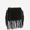 Flache Clutch-Tasche aus Leder mit Fransen Flache Clutch-Tasche aus Leder mit Fransen