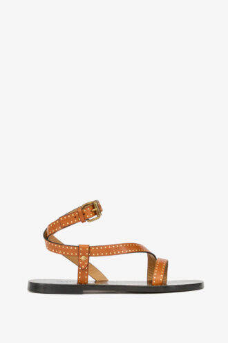 Flache Sandalen aus genietetem Leder von Jopee