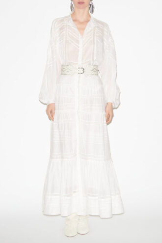 Gelma Bluse aus einfarbigem Baumwollvoile und Spitze Gelma Bluse aus einfarbigem Baumwollvoile und Spitze