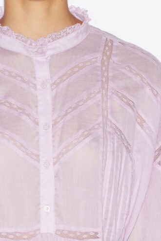 Gelma Bluse aus einfarbigem Baumwollvoile und Spitze Gelma Bluse aus einfarbigem Baumwollvoile und Spitze