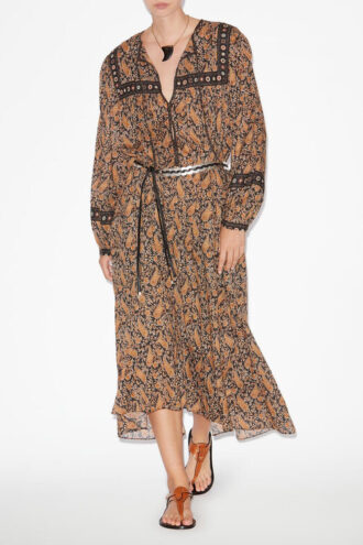 Greila Langes bedrucktes Baumwollvoile-Kleid