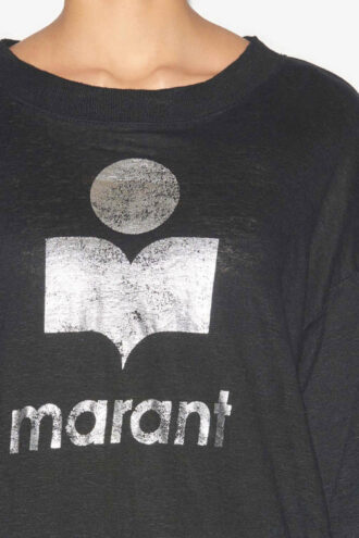 Klowia Langarm-T-Shirt aus einfarbigem Leinen