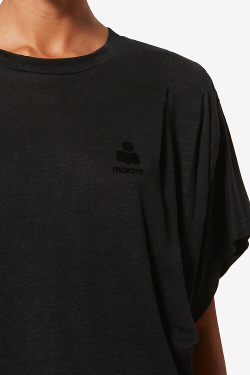 Kyanzae Leinen-T-Shirt mit Logo Kyanzae Leinen-T-Shirt mit Logo