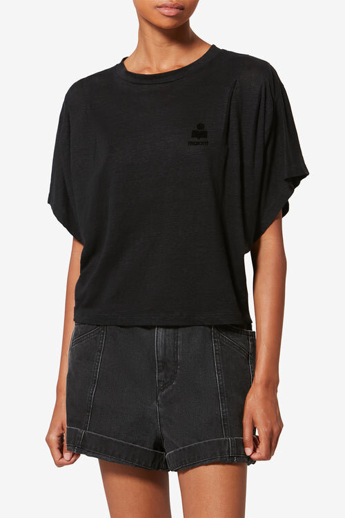 Kyanzae Leinen-T-Shirt mit Logo Kyanzae Leinen-T-Shirt mit Logo
