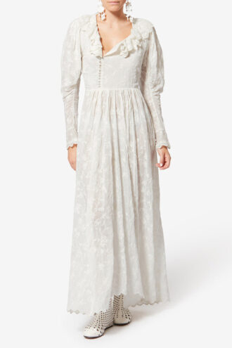 Langes Kleid aus Baumwolle und Seide mit Blumenmuster