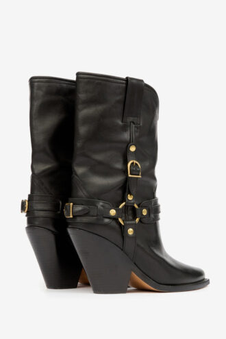 Lyka Leder-Cowboystiefel mit Riemen