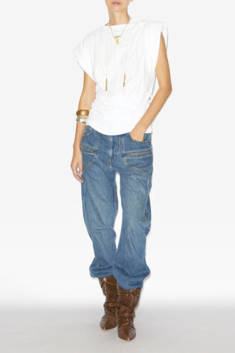 Maisan Drapiertes Kurzarm-T-Shirt