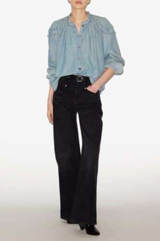 Milya geraffte Chambray-Bluse