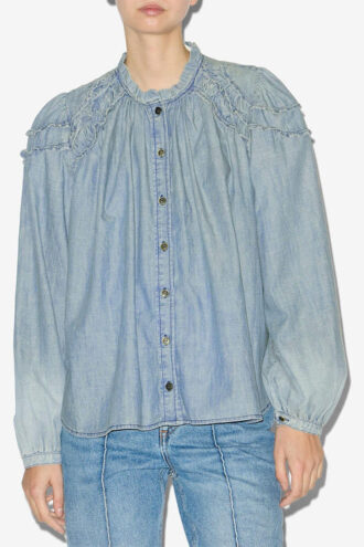 Milya geraffte Chambray-Bluse