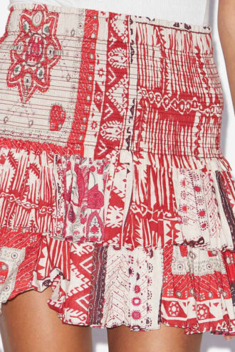 Naomi Smocked Baumwollvoile-Rock mit Bandana-Print
