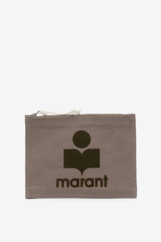 Netia Clutch aus gebleichter Baumwolle mit Logo