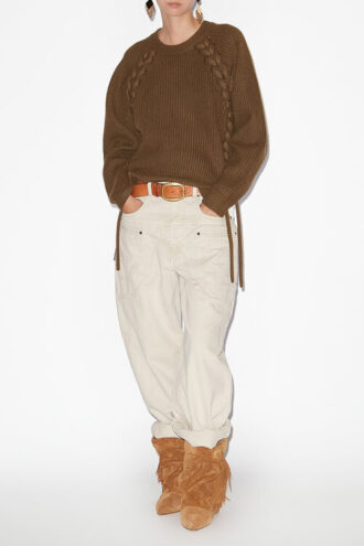 Noelia Pullover aus gerippter und geflochtener Merinowolle Noelia Pullover aus gerippter und geflochtener Merinowolle