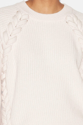 Noelia Pullover aus gerippter und geflochtener Merinowolle Noelia Pullover aus gerippter und geflochtener Merinowolle