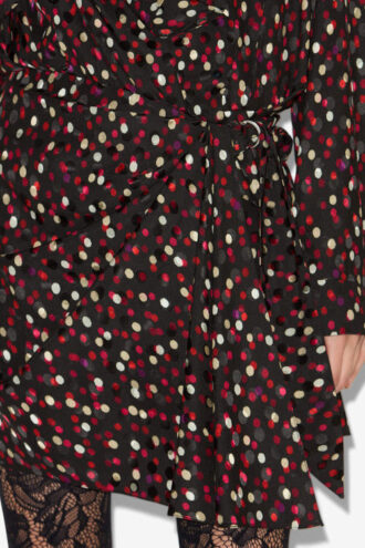 Ora Drapiertes Seidenkleid mit Polka-Dot-Print