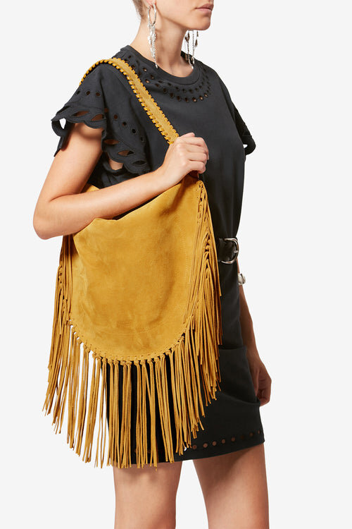 Oskan Hobo Soft Handtasche aus fransigem Kalbswildleder Oskan Hobo Soft Handtasche aus fransigem Kalbswildleder