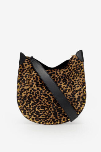 Oskan Soft Bag aus Leder im „Pony”-Stil mit Leopardenmuster