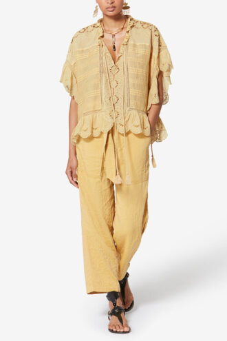 Payton Kaftan-Top aus Baumwolle und floraler Spitze Payton Kaftan-Top aus Baumwolle und floraler Spitze