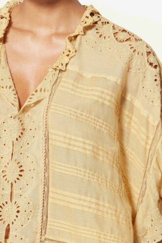 Payton Kaftan-Top aus Baumwolle und floraler Spitze Payton Kaftan-Top aus Baumwolle und floraler Spitze