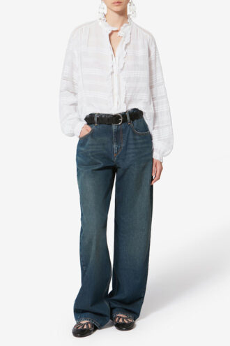 Peline Bluse aus Baumwolle und floraler Spitze