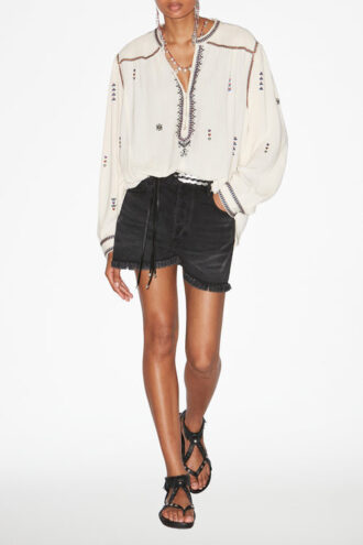 Pelson Bestickte Gaze-Bluse